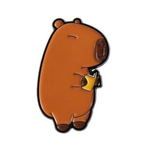 Cute Capybara Enamel Pin | Reading Capybara Cartoon Lapel Pin